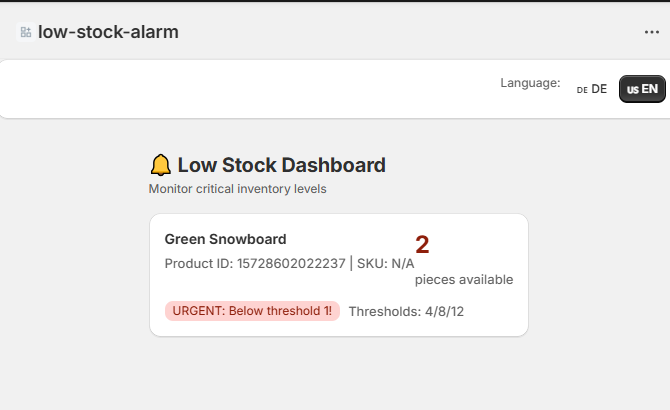 Low Stock Alert Dashboard